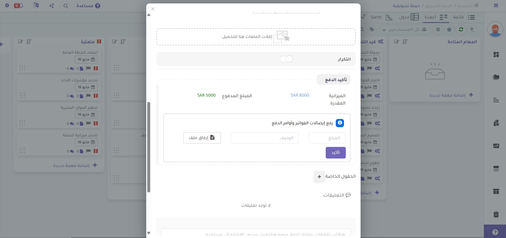 ميزانية المهمة