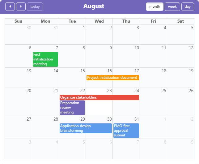 calendar project planner